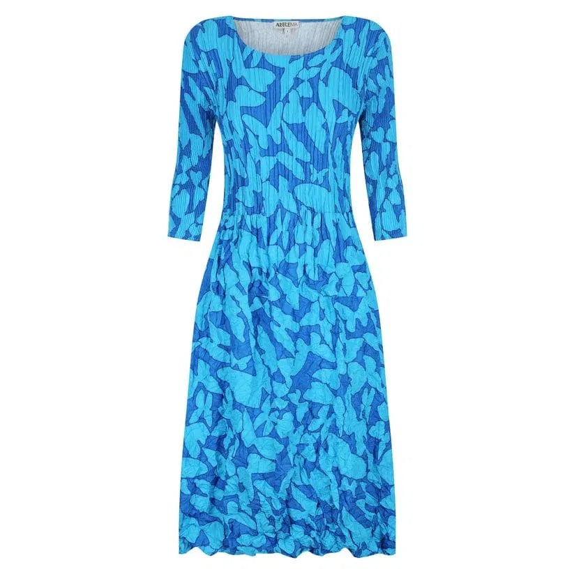 Alquema 3/4 Sleeve Smash Pocket Dress Blue Butterflies