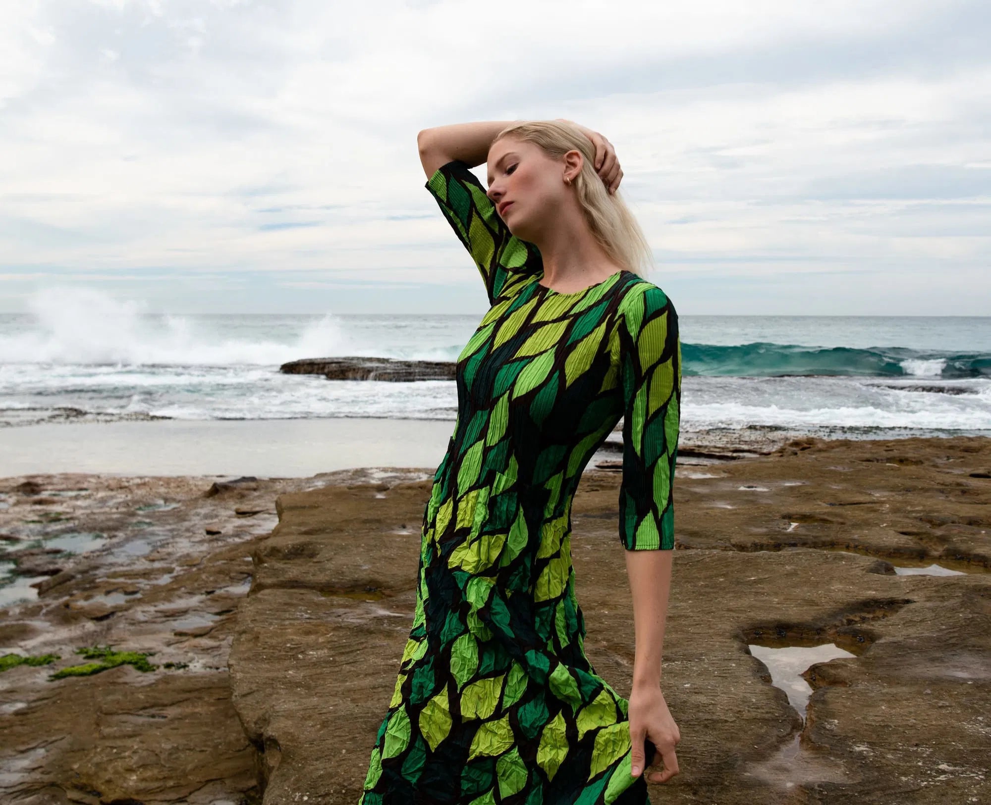 Alquema 3/4 Sleeve Smash Pocket Dress Jungle