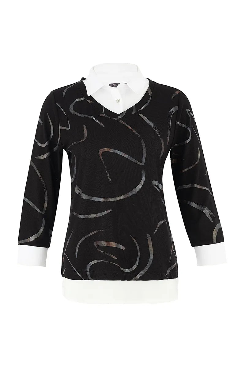 Dolcezza 75122 'Dancing In The Dark' 2-In-1 Sweater With Shirt Insert
