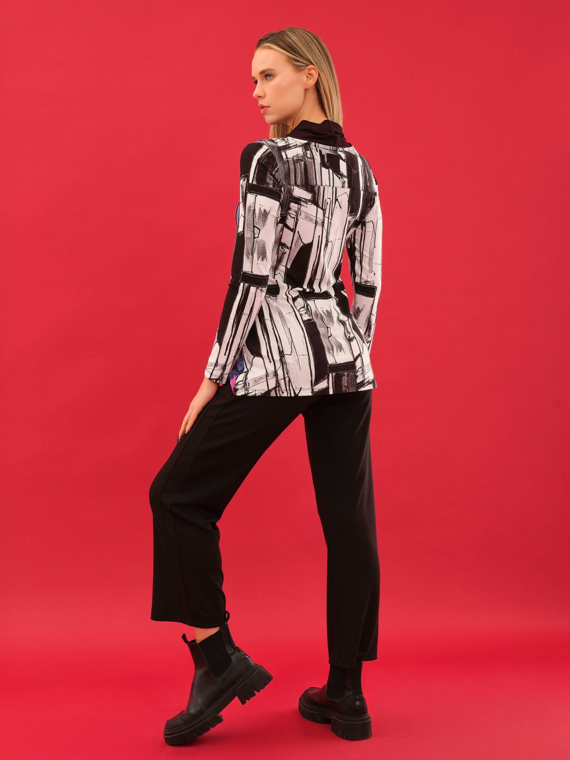 Dolcezza 75632 'Baisti' Cowl Neck Top With Asymmetric Hem