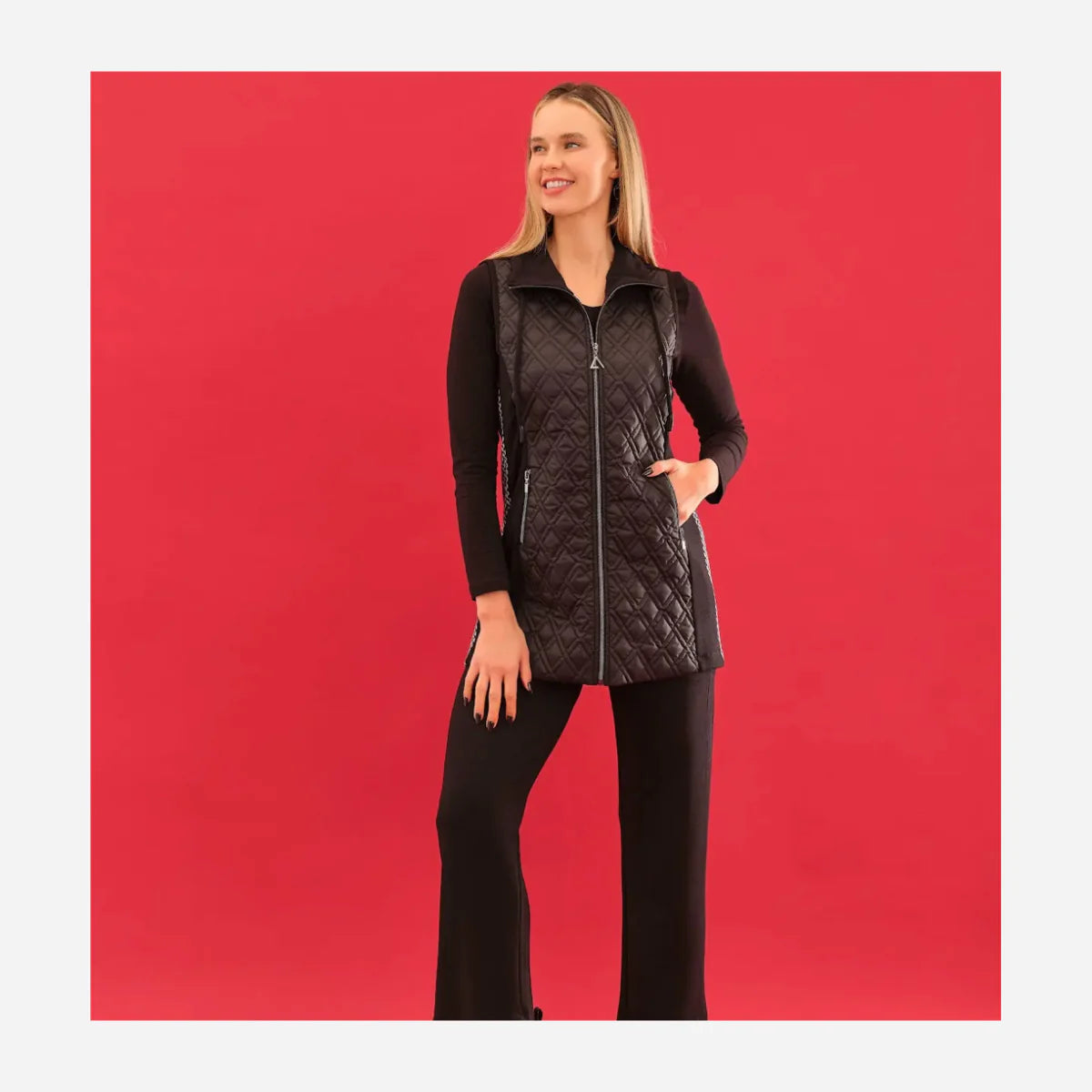 Dolcezza 75118 'Bold & Black' Longline Gilet