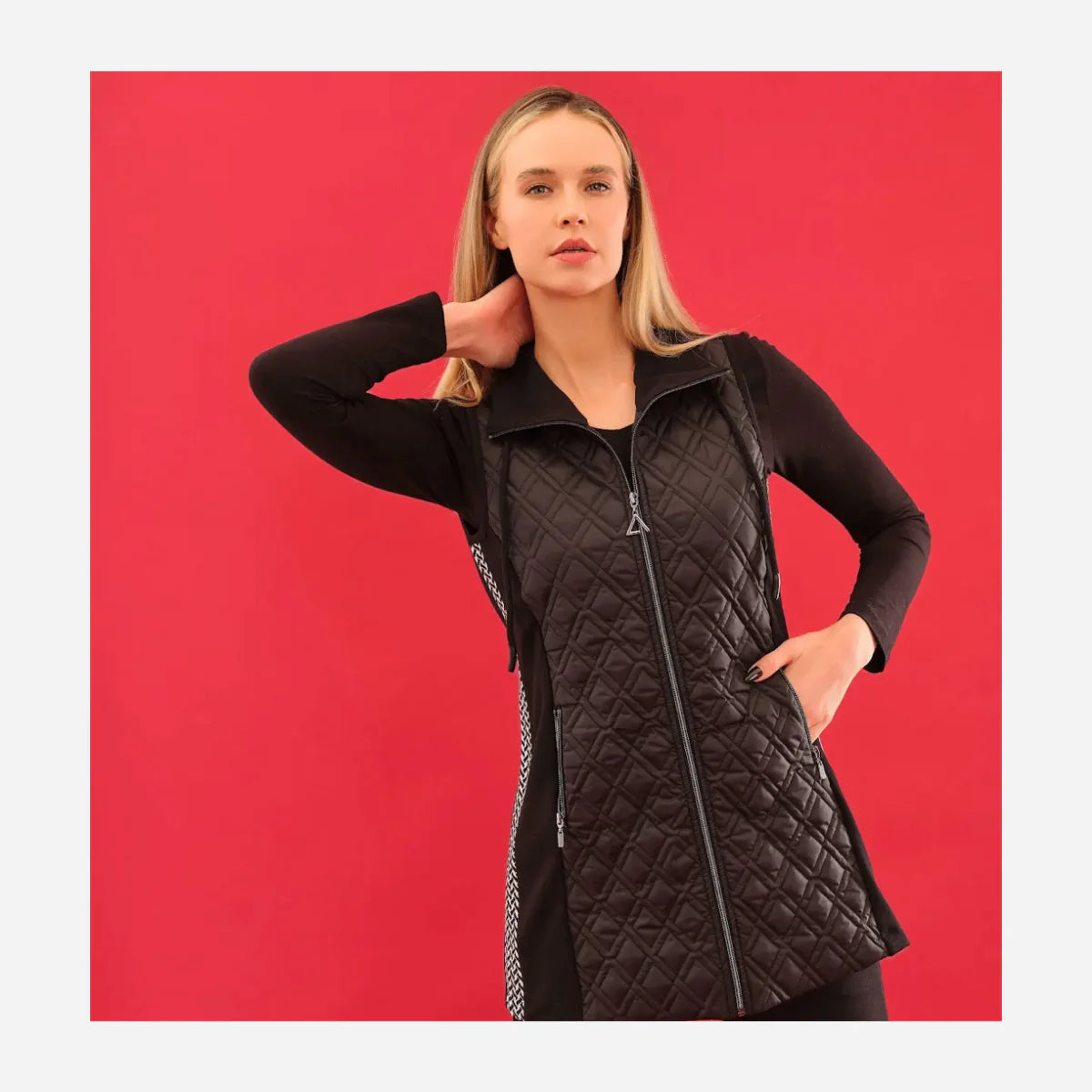 Dolcezza 75118 'Bold & Black' Longline Gilet