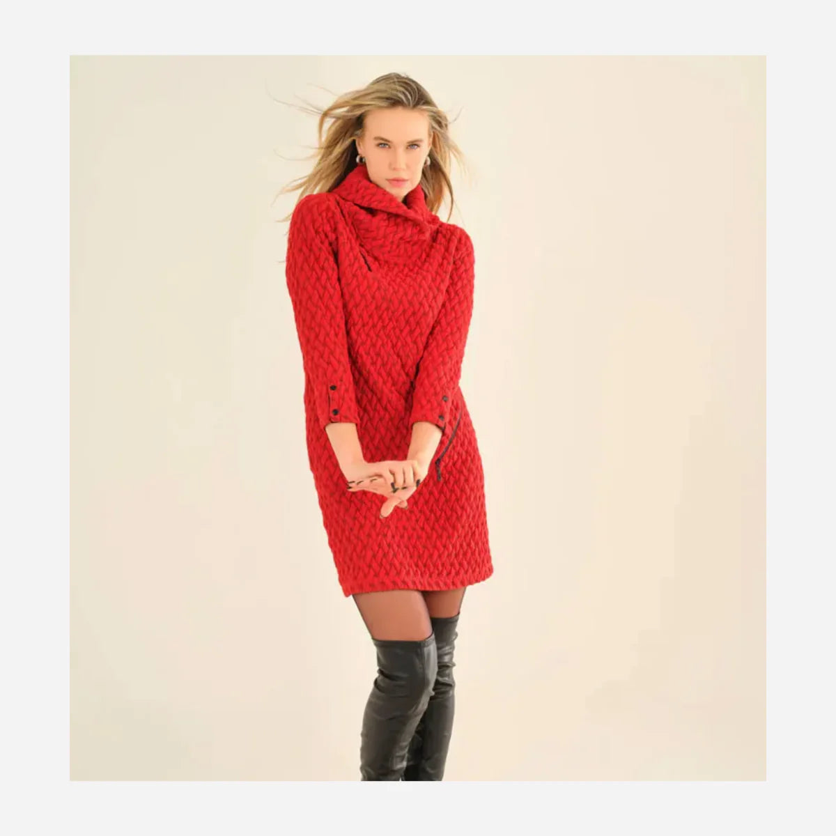 Dolcezza 75184 Red “Basket Weave” Dress