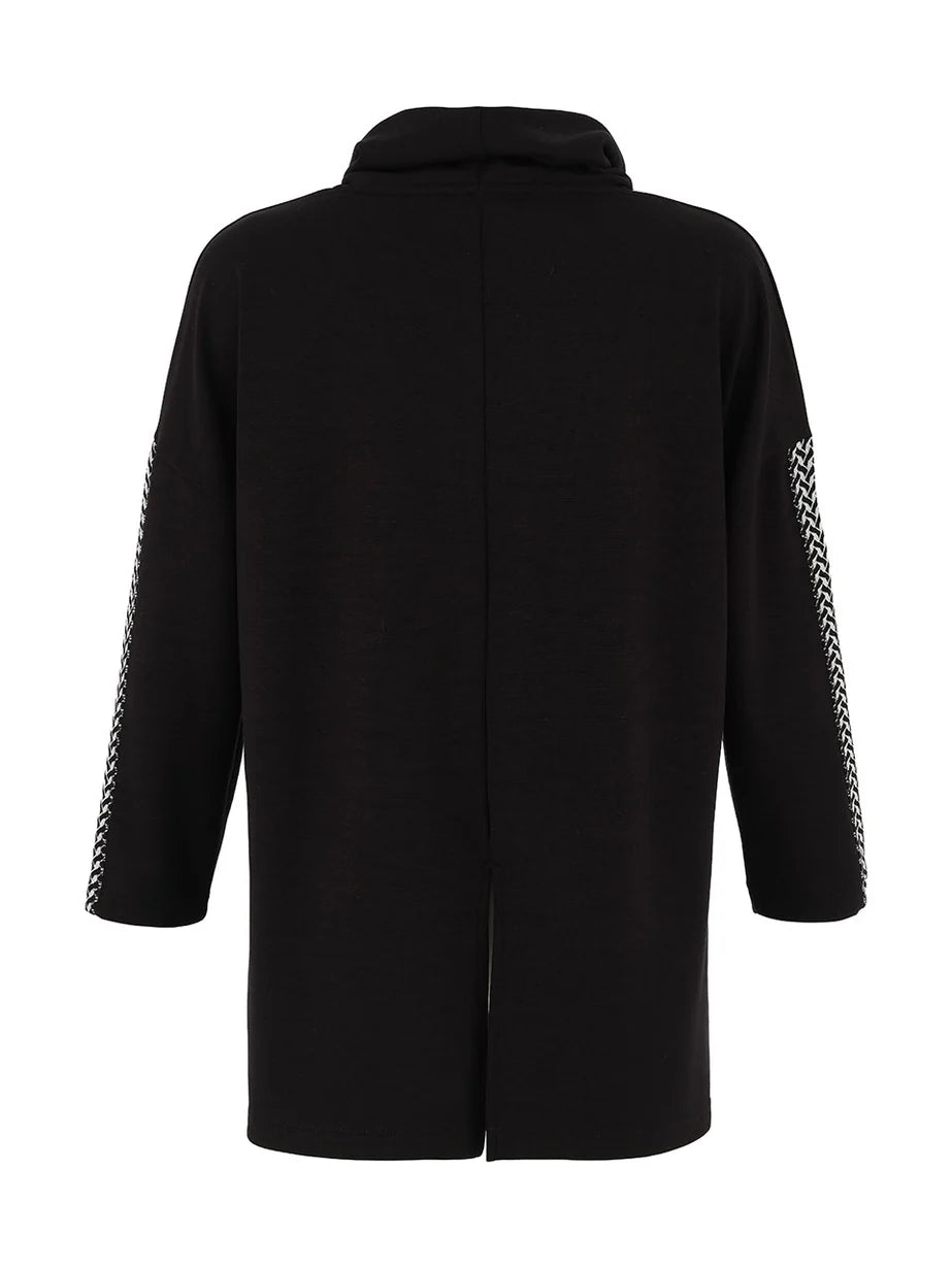 Dolcezza 75112 Black Cowl Tunic Top