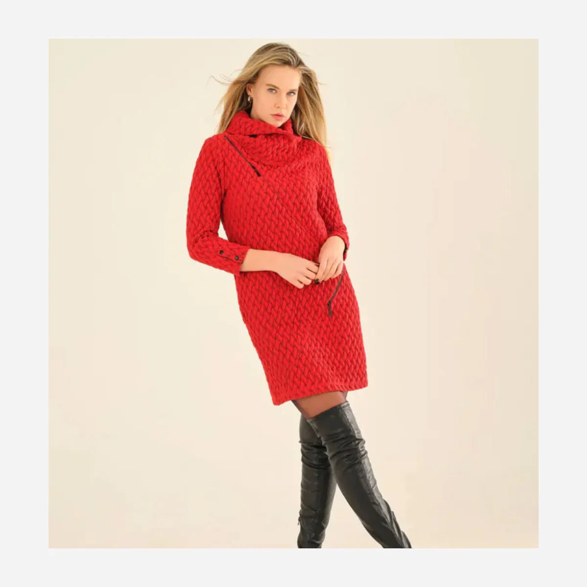 Dolcezza 75184 Red “Basket Weave” Dress