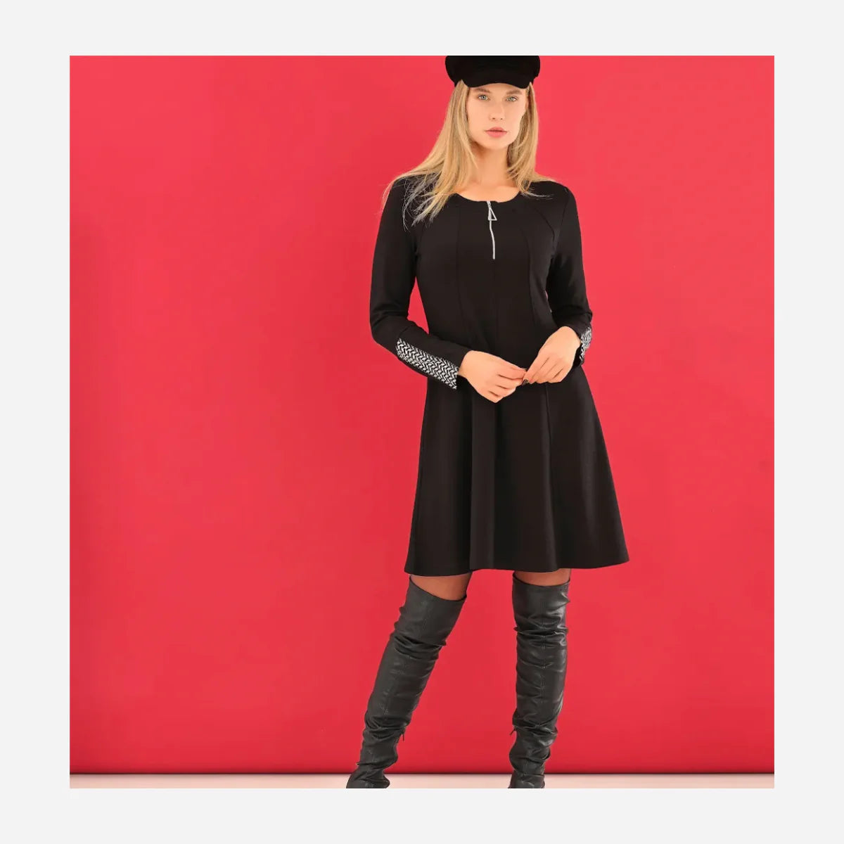 Dolcezza 75116 Black Zip Dress
