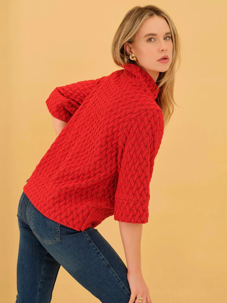 Dolcezza 75180 Red “Basket Weave” Pullover