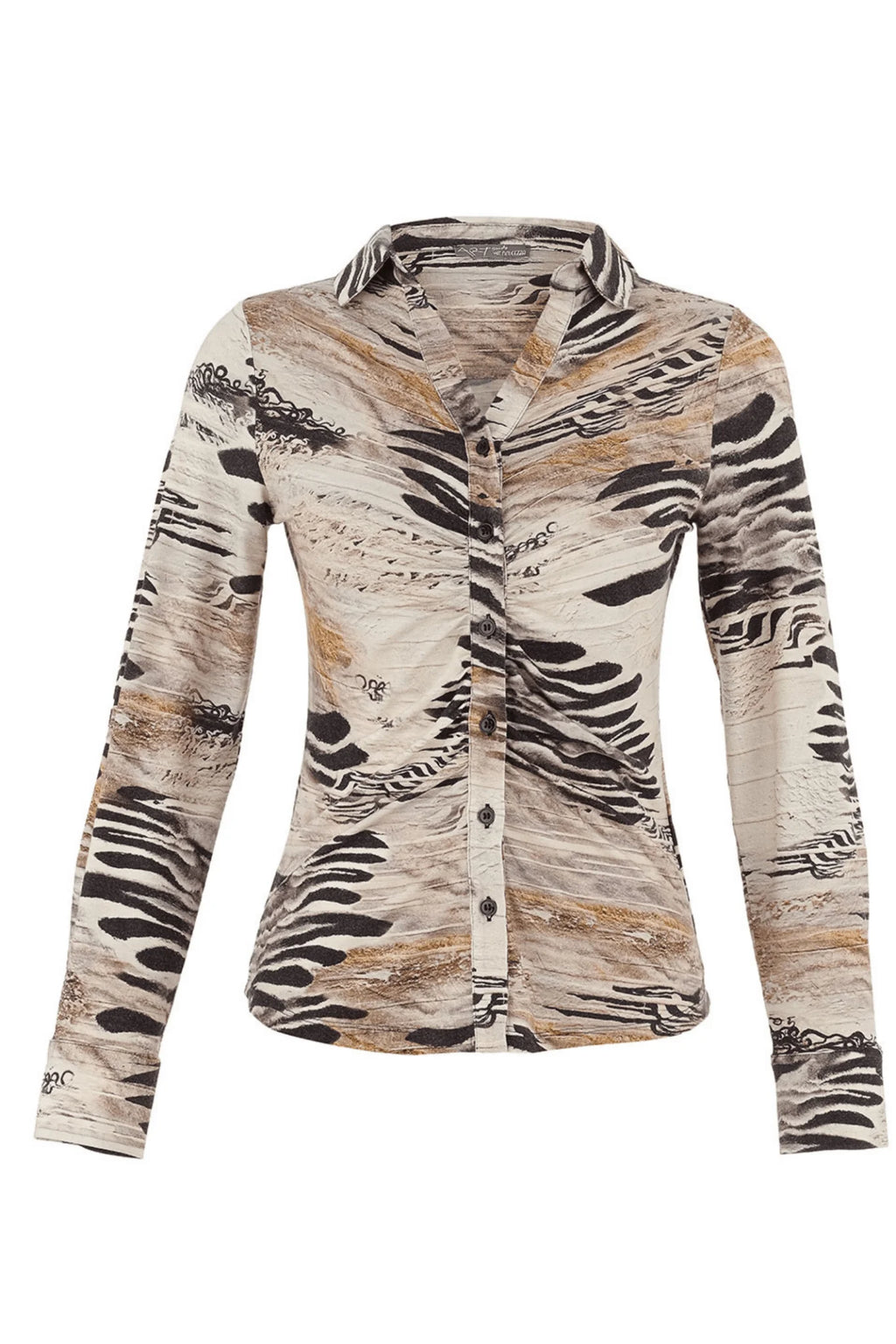 Dolcezza 75683 Ruched Buttoned Top ‘Unbalanced by Kurosh Navid’