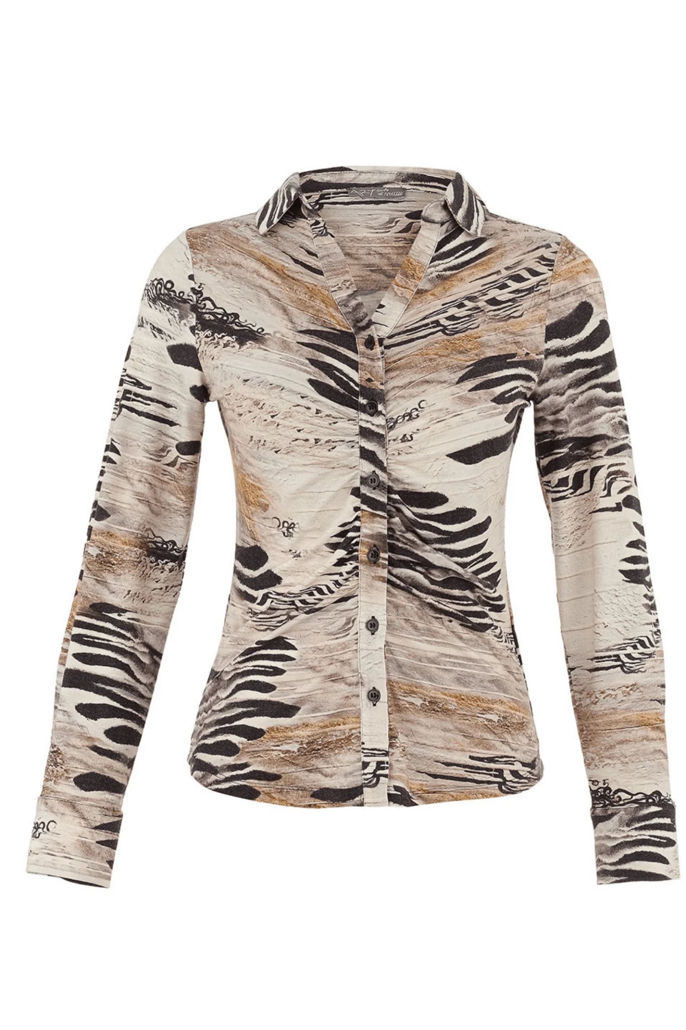 Dolcezza 75683 Ruched Buttoned Top ‘Unbalanced by Kurosh Navid’